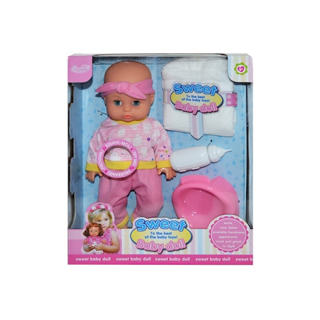 Jucarii, Copii & Bebe - Set Papusa Bebelus ,Sweet Baby Doll, Cu Baterii ,Biberon,Olita,4 piese