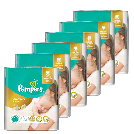Scutece si chilotei - Set Scutece Pampers Premium - Marimea 2, 4-8 kg, 6 x 23 buc = 138 buc / SET