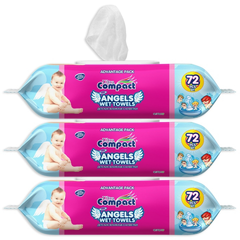 Scutece bebelusi - Set Servetele Umede Fresh cu Capac -  Baby Angels - 3 Pachete x 72, 216 buc, Large 16x19CM