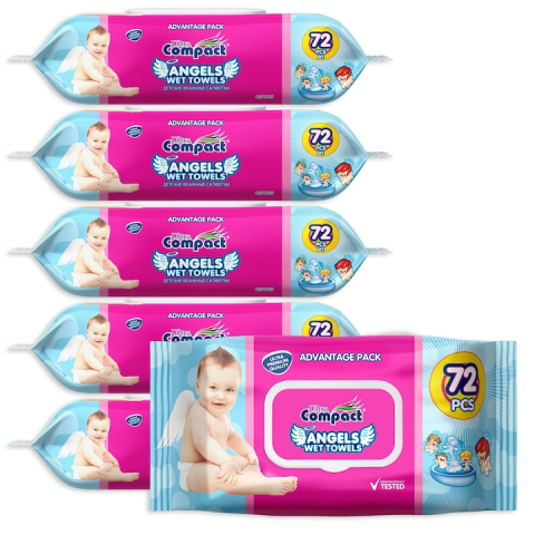 Scutece bebelusi - Set  Servetele Umede Fresh cu Capac -  Baby Angels Fresh - 6 Pachete x 72, 432 buc, Large 16x19cm