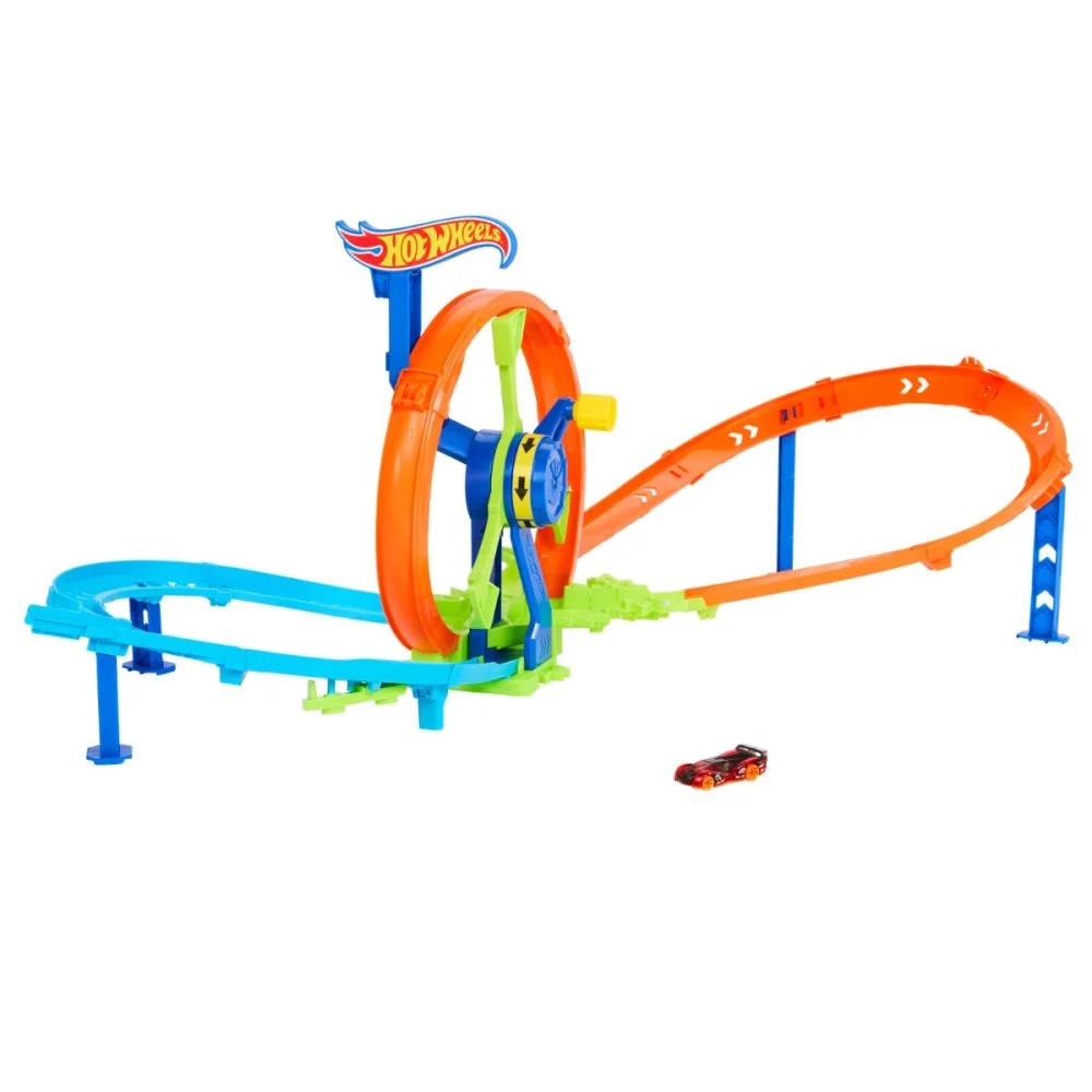 Set de joaca Hot Wheels Stunt Tracks Cursa de Lansare Rapida in Bucla- Racing Turbo Loop - Hot Wheels Rapid Launch & Loop Track Set & Toy Car [5]