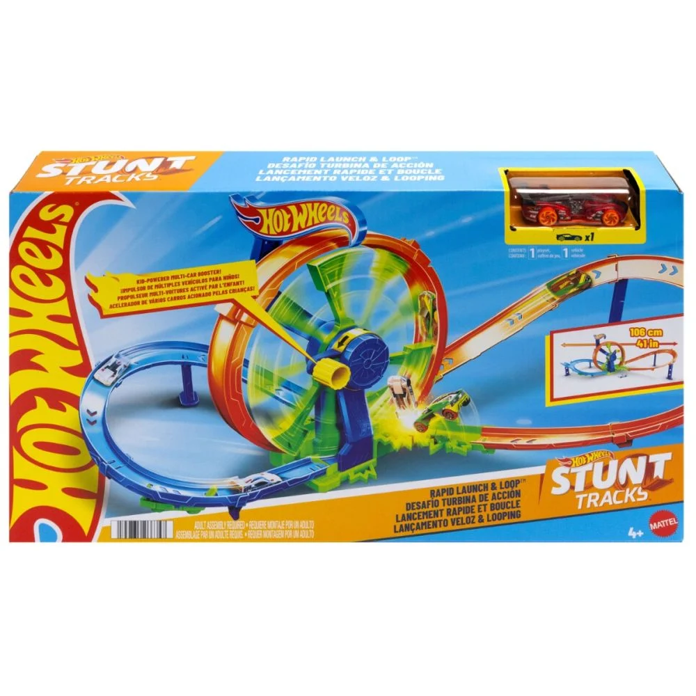Set de joaca Hot Wheels Stunt Tracks Cursa de Lansare Rapida in Bucla- Racing Turbo Loop - Hot Wheels Rapid Launch & Loop Track Set & Toy Car [8]
