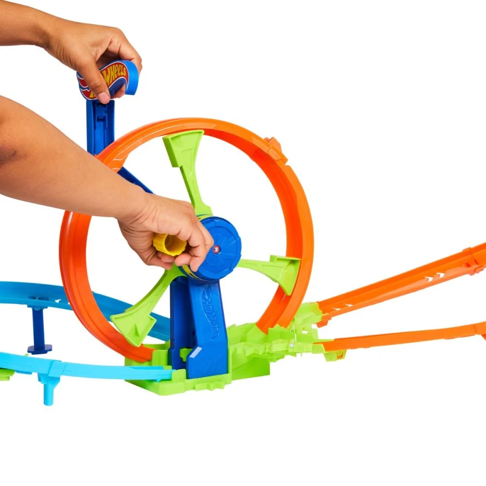 Set de joaca Hot Wheels Stunt Tracks Cursa de Lansare Rapida in Bucla- Racing Turbo Loop - Hot Wheels Rapid Launch & Loop Track Set & Toy Car [4]