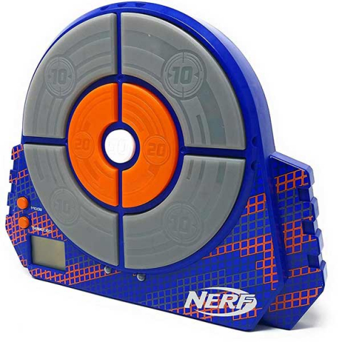 Țintă Digitală Electronică NERF Elite, Ecran LCD cu Lumini și Sunete, are diverse functii si 3 moduri de joc, competitie de punctaj, de viteza si de tinta [8]