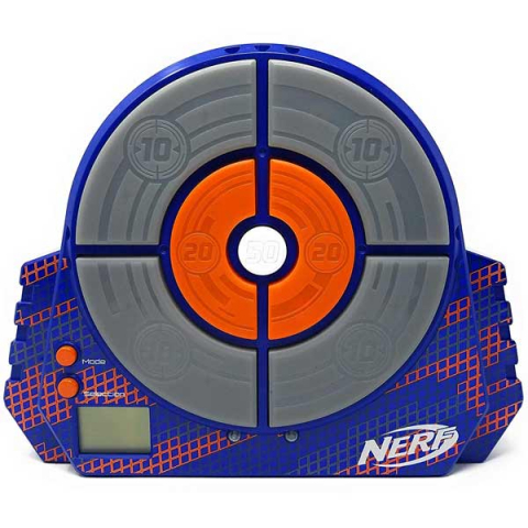 Țintă Digitală Electronică NERF Elite, Ecran LCD cu Lumini și Sunete, are diverse functii si 3 moduri de joc, competitie de punctaj, de viteza si de tinta [7]