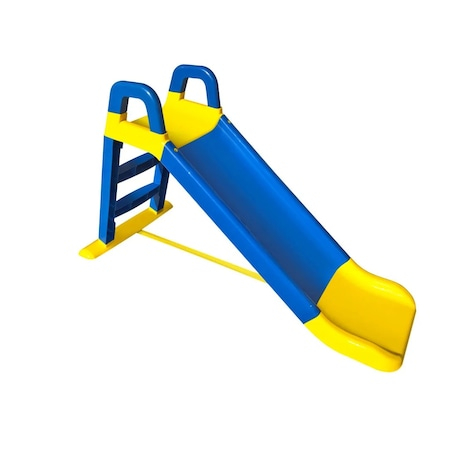 Tobogane copii - Tobogan Copii "ISP FUN SLIDE", Protectie Laterala Inaltata, pentru Interior si Exterior, Plastic Rezistent, Asamblare Usoara, Usor de Transportat, 140CM, Albastru-Galben