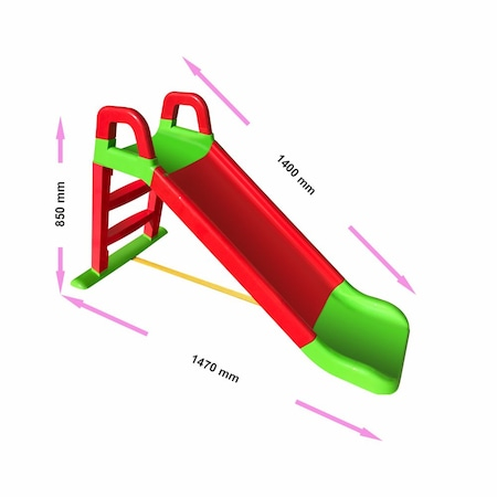 Tobogan Copii "ISP FUN SLIDE", Protectie Laterala Inaltata, pentru Interior si Exterior, Plastic Rezistent, Asamblare Usoara, Usor de Transportat, 140CM, Verde-Rosu [5]