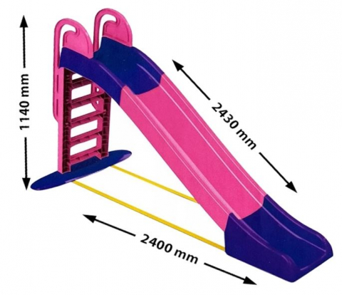 Tobogane copii - Tobogan Mare  pentru Fetite , Suprafata Alunecare 243 CM , Anti UV,  Exterior sau Interior, Roz/Mov