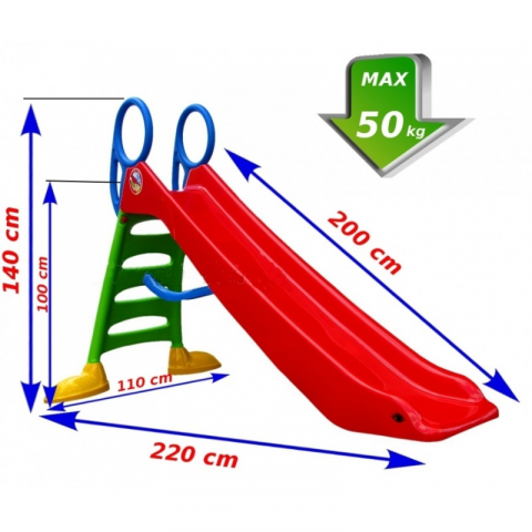 Tobogan pentru Copii Big  Water Slide pentru Interior sau Exterior, Anti UV, Greutate suportata maxim 50 KG, Suprafata Alunecare 2 Metri - Rosu [0]