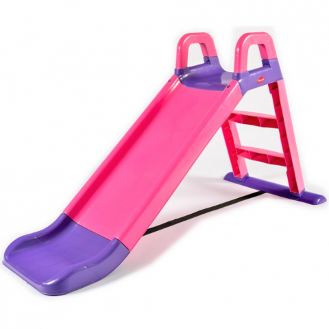 Tobogane copii - Tobogan pentru Fetite  ,, My  Fun Slide"  Protectie Laterala Inaltata, Interior si Exterior, Plastic Rezistent,  Anti UV, Asamblare Usoara, Usor de Transportat, 140CM, Roz cu Mov