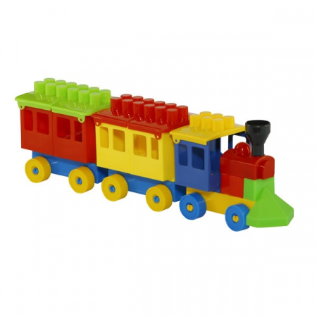 Seturi de constructie - Trenulet cu cuburi din plastic , Robentoys