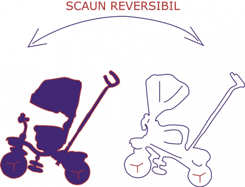 Tricicleta Multifunctionala  pentru Copii ,, Royal Trike '' cu Scaun Reversibil, Sistem "Free Wheel",  Culoare Mov [1]