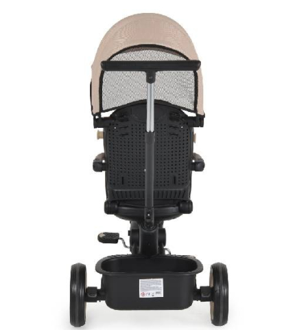 Tricicleta  pentru Copii  cu Pozitie de Somn , Ultrapliabila, Multifunctionala, Spatar Reglabil  in 3 Trepte, Scaun Reversibil 360 Grade  - Beige [5]