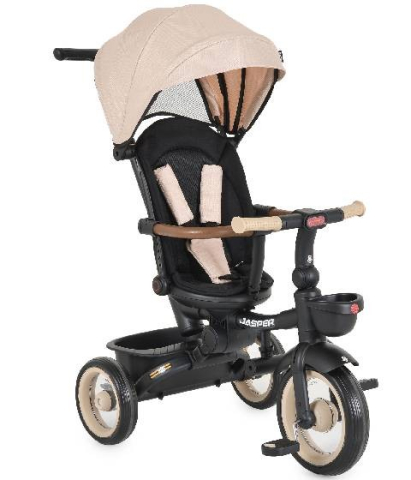 Tricicleta  pentru Copii  cu Pozitie de Somn , Ultrapliabila, Multifunctionala, Spatar Reglabil  in 3 Trepte, Scaun Reversibil 360 Grade  - Beige [4]