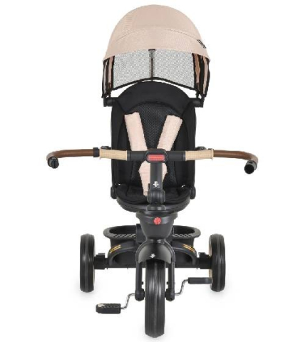 Tricicleta  pentru Copii  cu Pozitie de Somn , Ultrapliabila, Multifunctionala, Spatar Reglabil  in 3 Trepte, Scaun Reversibil 360 Grade  - Beige [6]