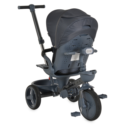 Tricicleta Pliabila Multifunctionala cu Pozitie de Somn, Scaun Reglabil si Reversibil cu Rotatie 360 Grade, Sistem "Free Wheel" Fusion Deluxe Trike, Far cu Lumini si Sunete - GRI INCHIS [4]