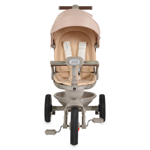 Tricicleta Pliabila Multifunctionala cu Pozitie de Somn, Scaun Reglabil si Reversibil cu Rotatie 360 Grade, Sistem "Free Wheel" Fusion Deluxe Trike, Far cu Lumini si Sunete - BEIGE [3]