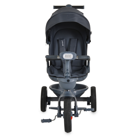 Tricicleta Pliabila Multifunctionala cu Pozitie de Somn, Scaun Reglabil si Reversibil cu Rotatie 360 Grade, Sistem "Free Wheel" Fusion Deluxe Trike, Far cu Lumini si Sunete - GRI INCHIS [3]