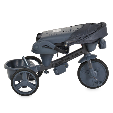 Tricicleta Pliabila Multifunctionala cu Pozitie de Somn, Scaun Reglabil si Reversibil cu Rotatie 360 Grade, Sistem "Free Wheel" Fusion Deluxe Trike, Far cu Lumini si Sunete - GRI INCHIS [8]