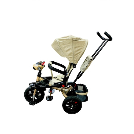 Tricicleta Super Trike, Melodii si Lumini, Roti din cauciuc, Pozitie de somn, Scaun Reversibil cu Rotatie 360 grade, Bej [5]