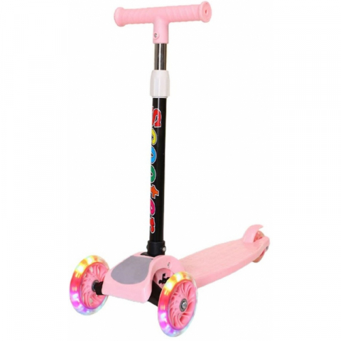 Role, Trotinete & Skateboard - Trotineta pliabila pentru Fetite cu Roti care Lumineaza,  Culoare Roz