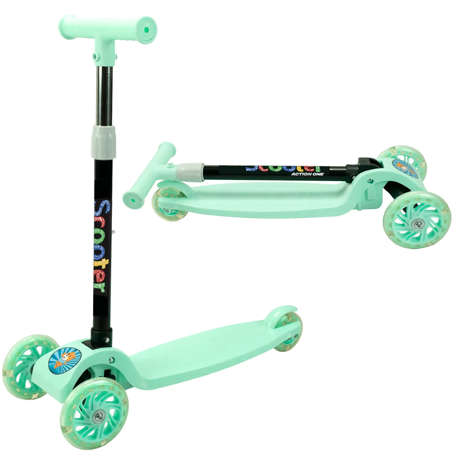 Role, Trotinete & Skateboard - Trotineta Pliabila si Inaltime Ajustabila pentru Copii cu Roti care Lumineaza,  Culoare Verde