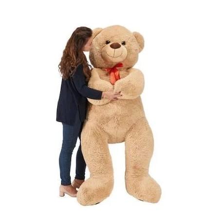 Urs de plus Globo Deluxe, bej, 130 cm  fara Pui cu Fundita Rosie [2]