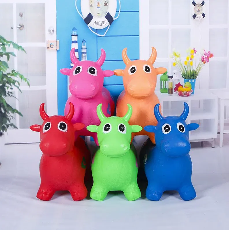 Jucarii & jocuri educative - Vacuta  Gonflabila  Jumper Kids  din Cauciuc pentru sarit Hop Hop , Interior sau Exterior - Albastra