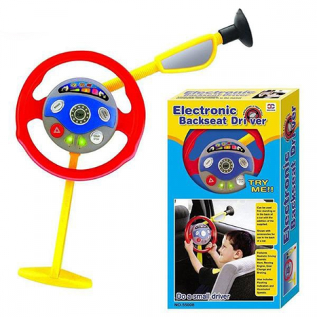 Volan de jucarie cu baterii, sunete si lumini, simulator de conducere pentru copii [0]