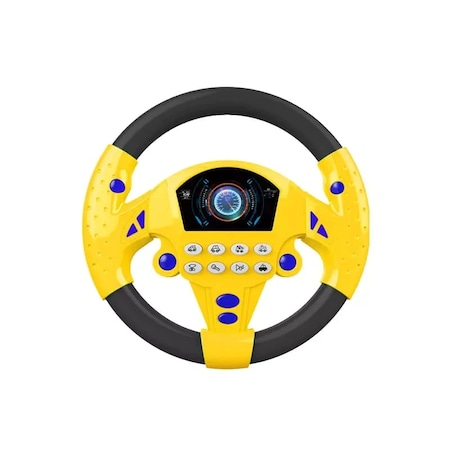 Jucarii, Copii & Bebe - Volan de jucarie interactiv cu sunete cu 8 butoane si 3 ventuze - Galben cu Negru