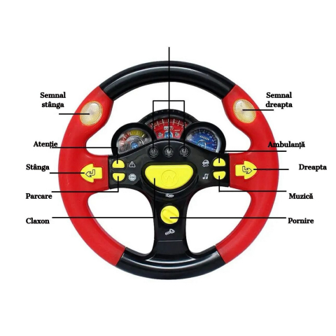 Volan de Jucarie Pentru Copii, Sunete si Lumini - Steering Wheel Rosu/ Negru [1]