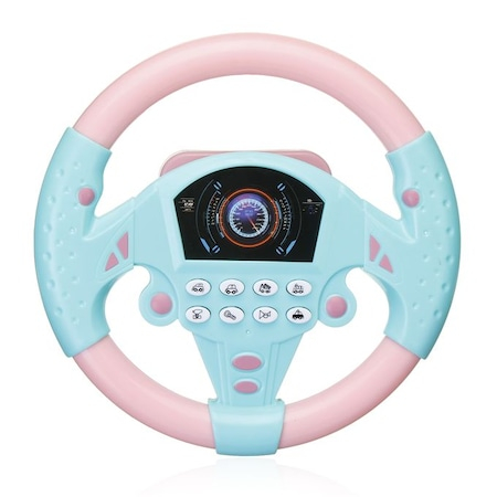 Jucarii interactive - Volan muzical cu sunete reale de masina si suport cu ventuze, pentru fetite, roz,
