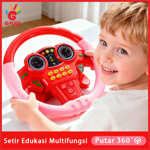 Centre de activitati - Volan Simulator de Condus pentru Fetite, Interactiv cu Suport Ventuze, Joc Educativ si Durabil , Sunete si Lumini, Rotire 360 Grade - Roz