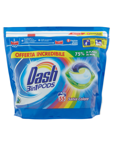 DETERGENT DASH 3IN1 PODS SALVA COLORE 55 CAPSULE 1485G [1]