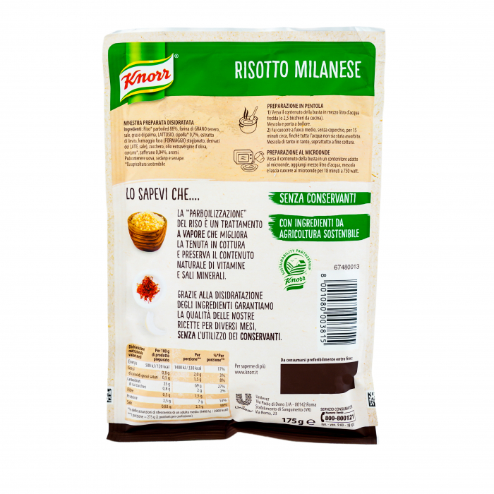 KNORR RISOTTO ALLA MILANESE 175G