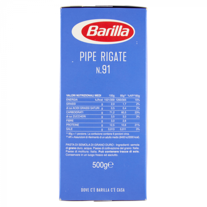 PASTE BARILLA 91 PIPE RIGATE 500G [3]