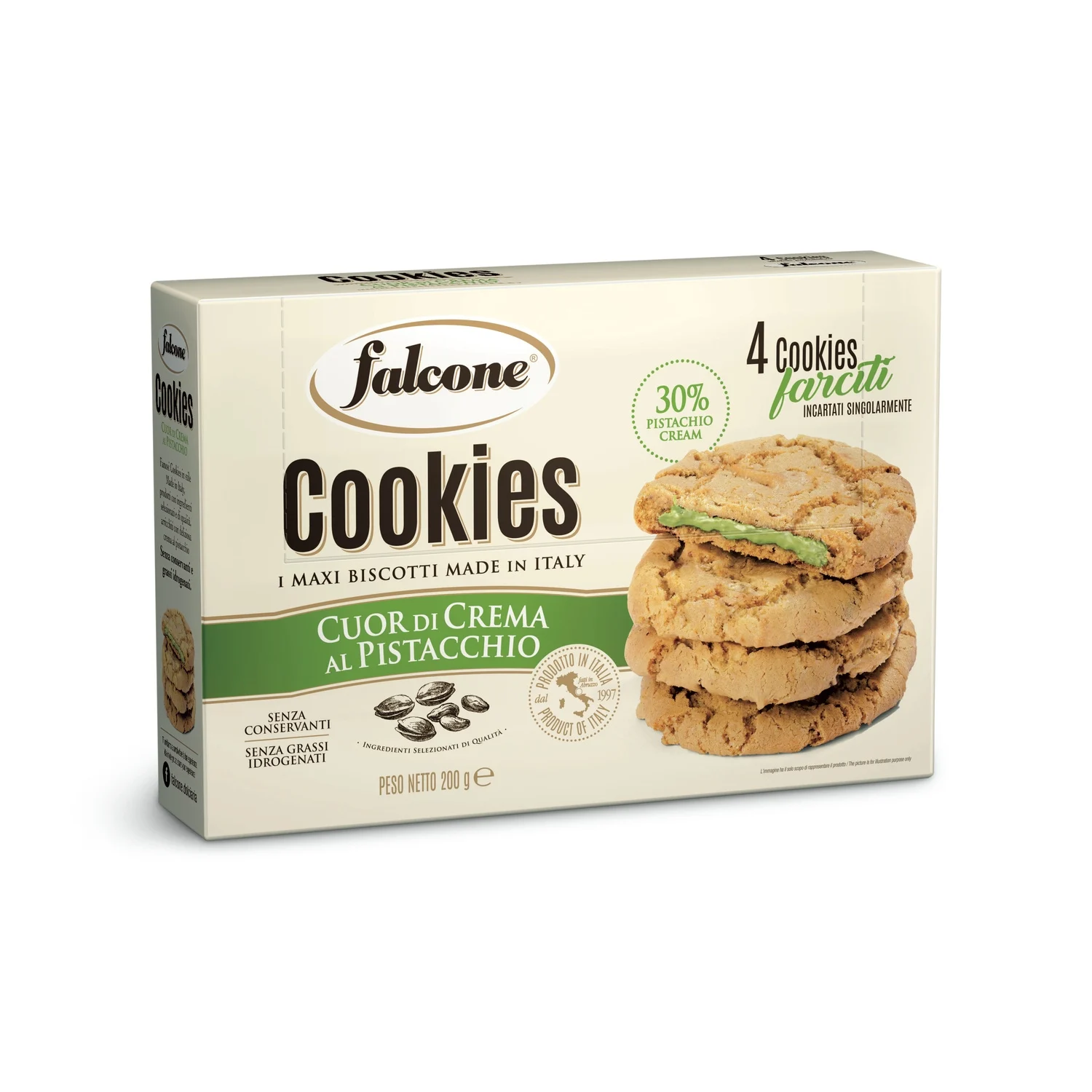 Produse alimentare italiene - BISCUITI FALCONE CUOR DI CREMA AL PISTACCHIO 200G