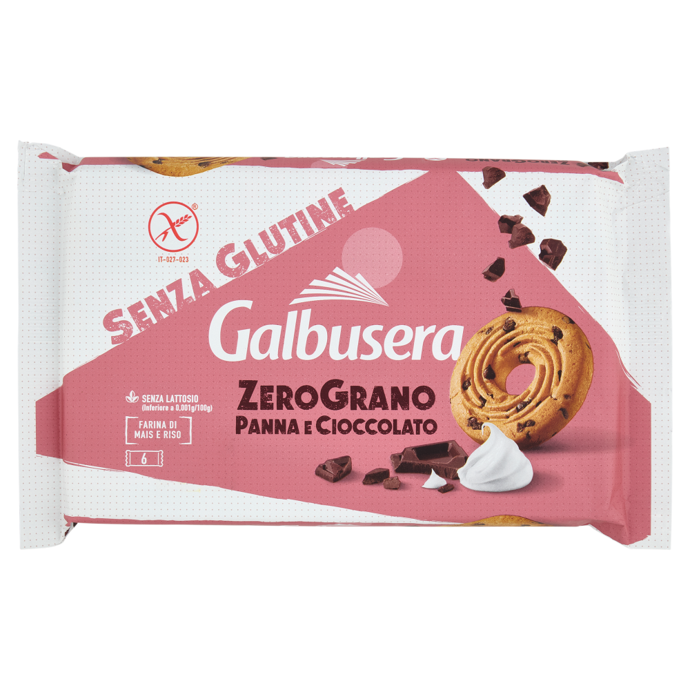 Bomboane italiene - BISCUITI GALBUSERA ZEROGRANO PANNA E GOCCE DI CIOCCOLATO 220G