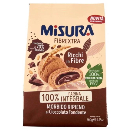 Produse alimentare italiene - BISCUITI MISURA FIBRAEXTRA RIPIENI CIOCCOLATO 260G