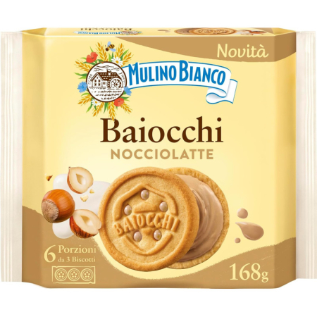 Produse alimentare italiene - BISCUITI MULINO BIANCO BAIOCCHI NOCCIOLATTE 168G
