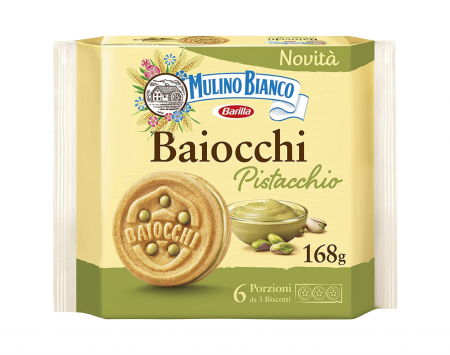 Produse alimentare italiene - BISCUITI MULINO BIANCO BAIOCCHI PISTACCHIO 168G