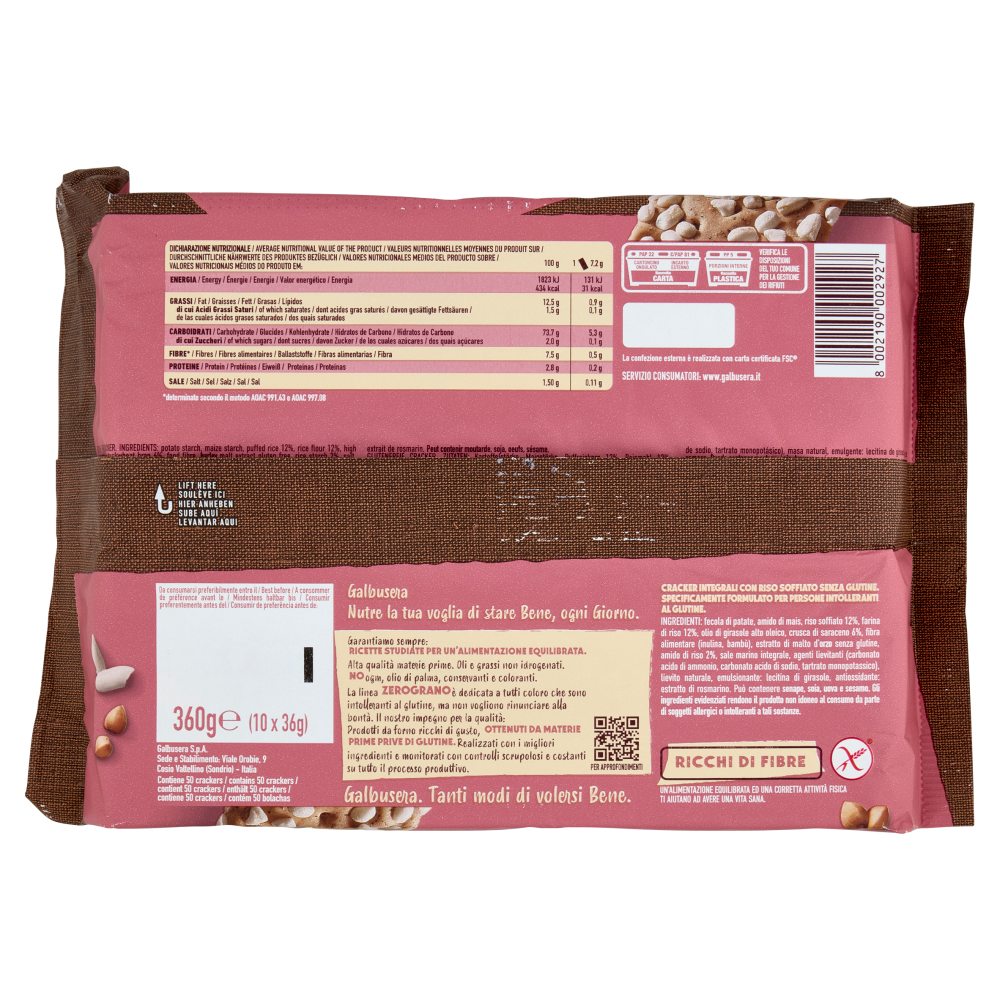 CRACKER GALBUSERA ZERO GRANO RICE 360G [1]