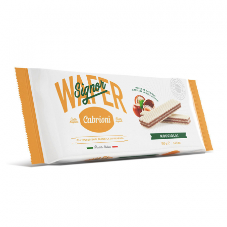 Prajituri, napolitane, cornuri italiene - CABRIONI SIGNOR WAFER ALLA NOCCIOLA 150G