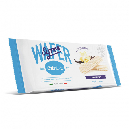 Prajituri, napolitane, cornuri italiene - CABRIONI SIGNOR WAFER ALLA VANIGLIA 150G