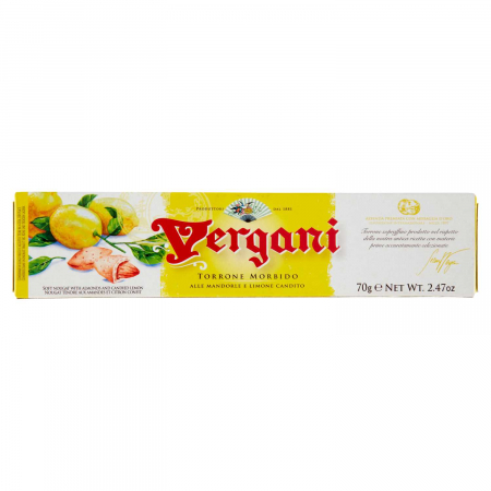 Produse alimentare italiene - NUGA VERGANI TORRONE MANDORLA E LIMONE 70GR