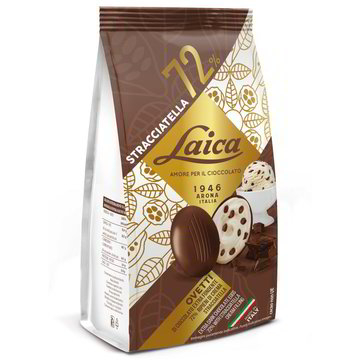 Ciocolata italiana - LAICA OVETTI DI CIOCCOLATO EXTRA FONDENTE CON CREMA STRACCIATELLA 120G