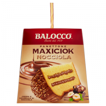 Panettone cozonac italian, Pandoro si Balocco - PANETTONE BALOCCO MAXI CIOK NOCCIOLA 800G