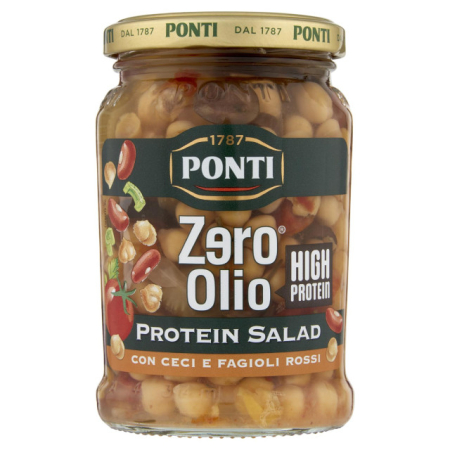 Produse alimentare italiene - PONTI ZERO OLIO PROTEIN SALAD CON CECI E FAGIOLI ROSSI 290G