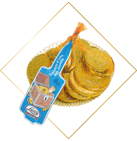 Produse alimentare italiene - PRALINE LAICA MONETE ORO AL CIOCCOLATO 80G