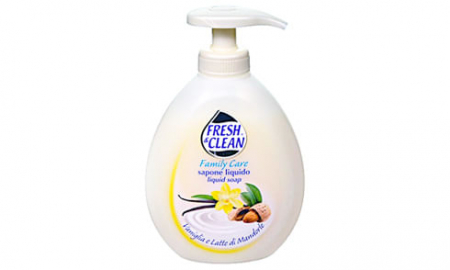 Sapun Lichid sau Solid Antibacterian Pentru Fata sau Maini - SAPUN LICHID FRESH&CLEAN CU VANILIE SI LAPTE DE MIHGDALE 300ML